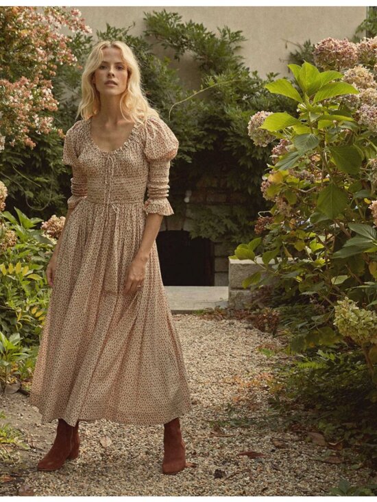 Doen Dresses & Skirts - Doen 100% Organic Cotton Kaira Maxi Pristine Dress in Cream Winter Ditsy Sz XS